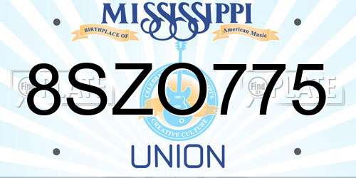 8SZO775 Mississippi License Plate