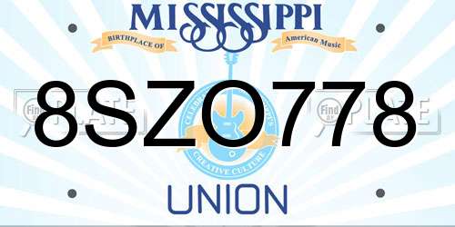 8SZO778 Mississippi License Plate