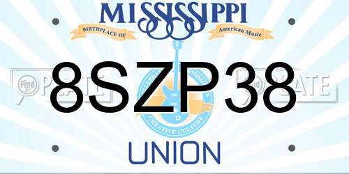 8SZP38 Mississippi License Plate