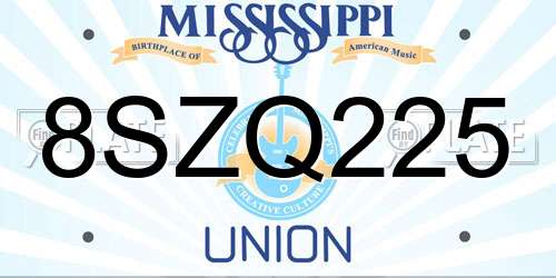 8SZQ225 Mississippi License Plate