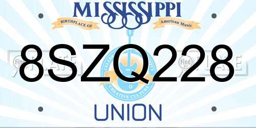 8SZQ228 Mississippi License Plate
