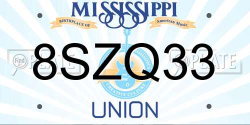 8SZQ33 Mississippi License Plate