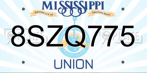 8SZQ775 Mississippi License Plate