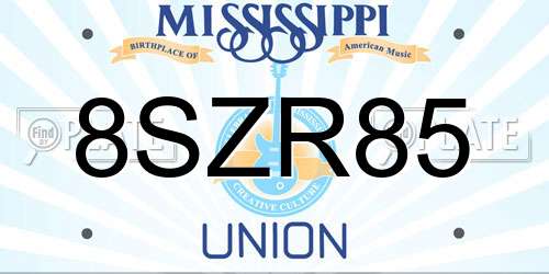 8SZR85 Mississippi License Plate