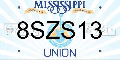 8SZS13 Mississippi License Plate