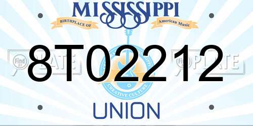 8T02212 Mississippi License Plate