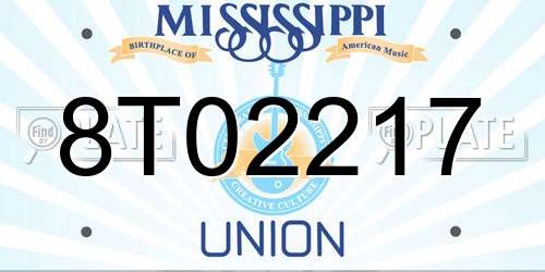 8T02217 Mississippi License Plate