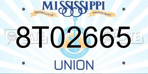 8T02665 Mississippi License Plate