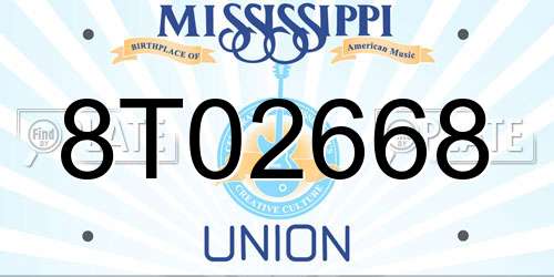 8T02668 Mississippi License Plate