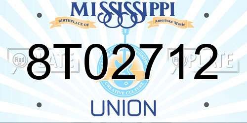 8T02712 Mississippi License Plate