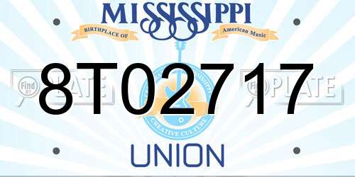 8T02717 Mississippi License Plate