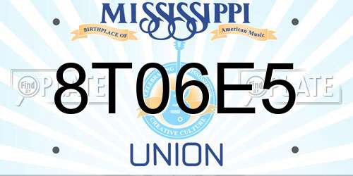 8T06E5 Mississippi License Plate