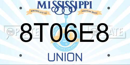 8T06E8 Mississippi License Plate