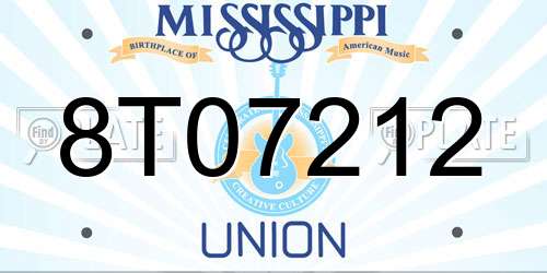 8T07212 Mississippi License Plate