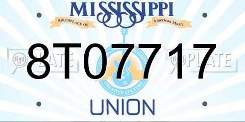 8T07717 Mississippi License Plate