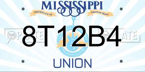8T12B4 Mississippi License Plate