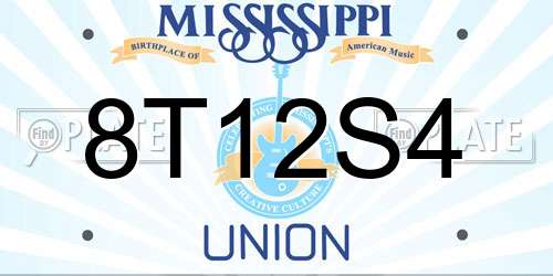 8T12S4 Mississippi License Plate