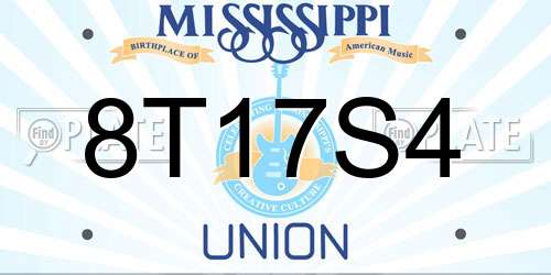 8T17S4 Mississippi License Plate