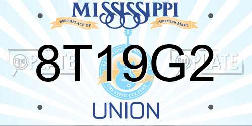 8T19G2 Mississippi License Plate