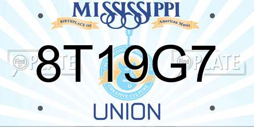 8T19G7 Mississippi License Plate