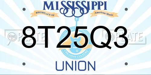 8T25Q3 Mississippi License Plate