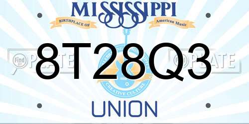 8T28Q3 Mississippi License Plate