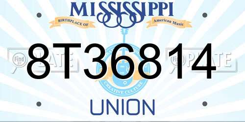8T36814 Mississippi License Plate