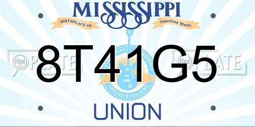 8T41G5 Mississippi License Plate