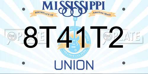 8T41T2 Mississippi License Plate
