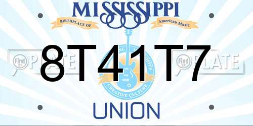 8T41T7 Mississippi License Plate