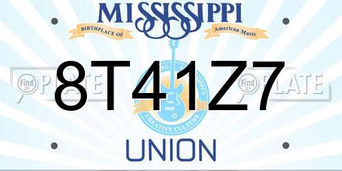 8T41Z7 Mississippi License Plate
