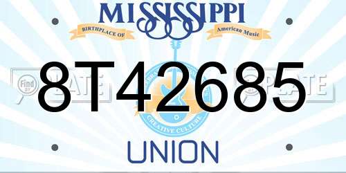 8T42685 Mississippi License Plate