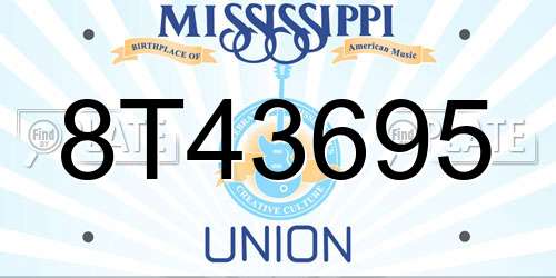 8T43695 Mississippi License Plate
