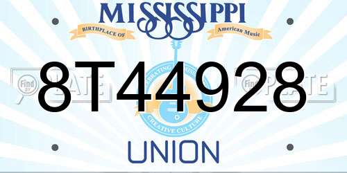 8T44928 Mississippi License Plate