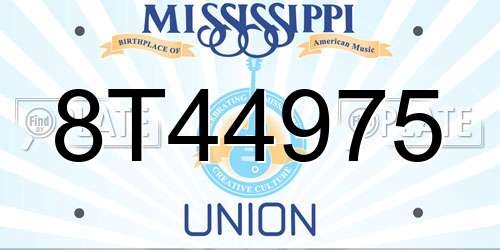 8T44975 Mississippi License Plate