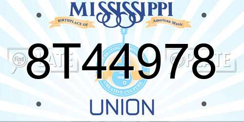 8T44978 Mississippi License Plate