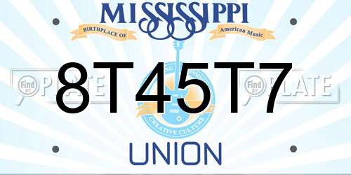 8T45T7 Mississippi License Plate
