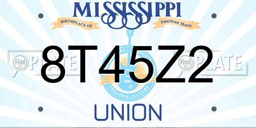 8T45Z2 Mississippi License Plate