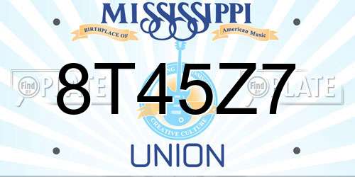 8T45Z7 Mississippi License Plate