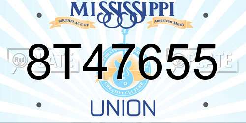 8T47655 Mississippi License Plate