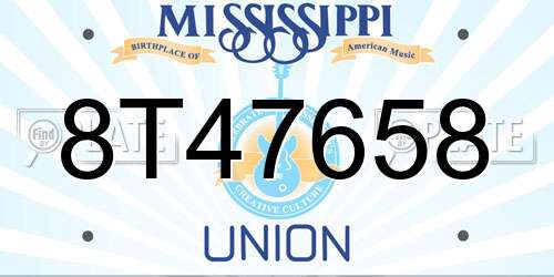 8T47658 Mississippi License Plate