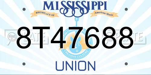 8T47688 Mississippi License Plate