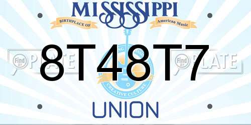 8T48T7 Mississippi License Plate