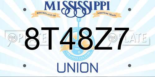 8T48Z7 Mississippi License Plate