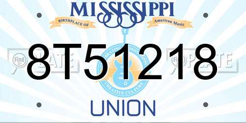 8T51218 Mississippi License Plate