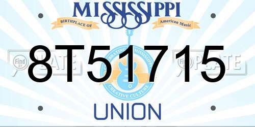8T51715 Mississippi License Plate