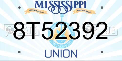 8T52392 Mississippi License Plate