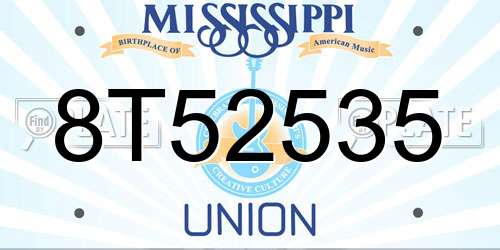 8T52535 Mississippi License Plate
