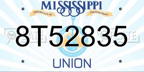 8T52835 Mississippi License Plate