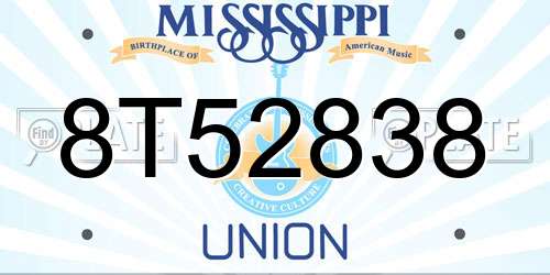 8T52838 Mississippi License Plate
